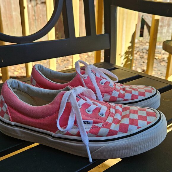 White and Pink Checkered Vans womens sz 7.5 mens sz 6 - Picture 2 of 5
